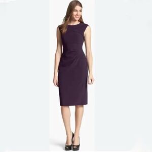 Adrianna Papell Pleated Crepe Dress Plum